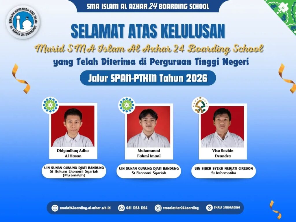 Murid SMA Al Azhar 24 Lolos SPAN-PTKIN, Bangga!