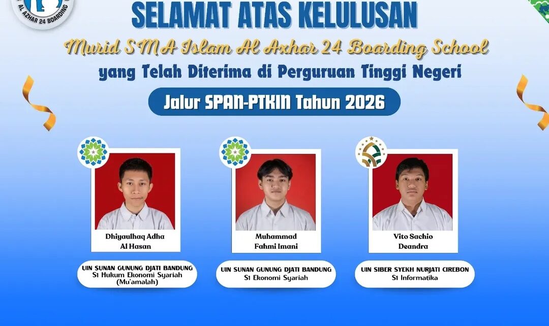 Murid SMA Al Azhar 24 Lolos SPAN-PTKIN, Bangga!