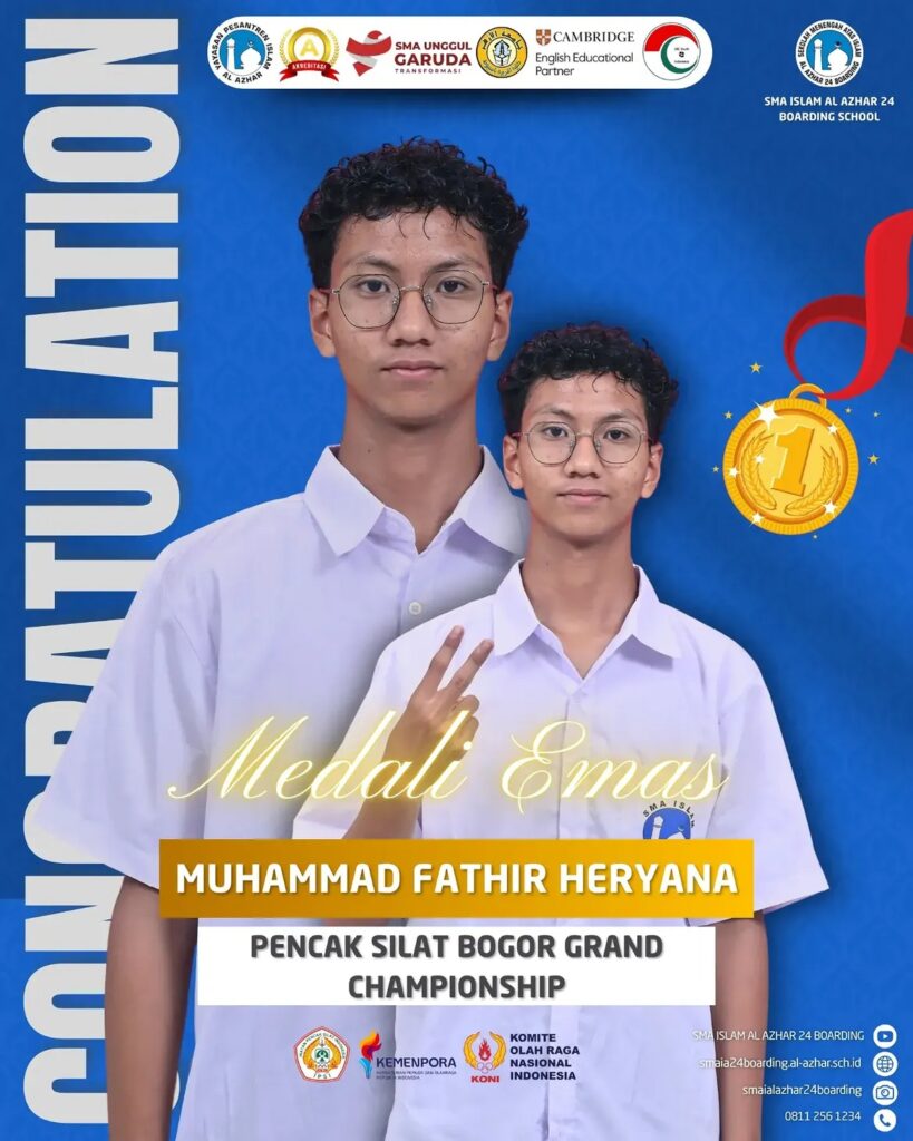 Muhammad Fathir Heryana murid SMA Islam Al Azhar 24 Boarding School peraih medali emas Pencak Silat Bogor Grand Championship.