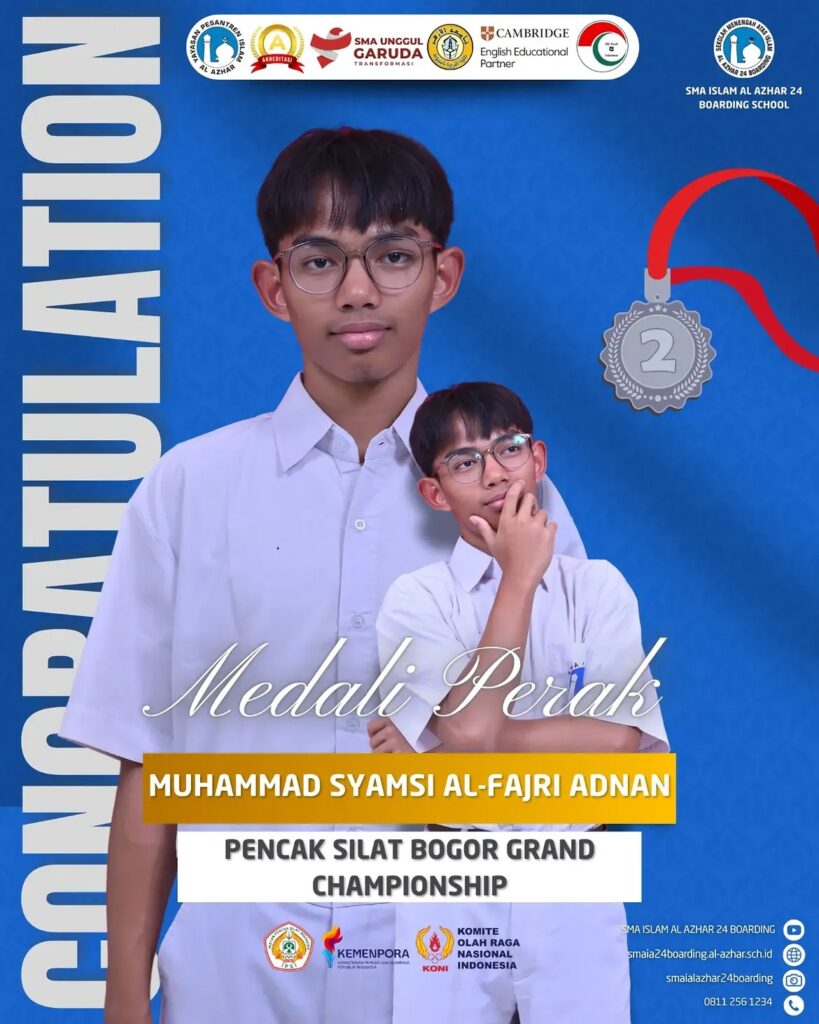 Muhammad Syamsi Al-Fajri Adnan murid SMA Islam Al Azhar 24 Boarding School peraih medali perak pencak silat.